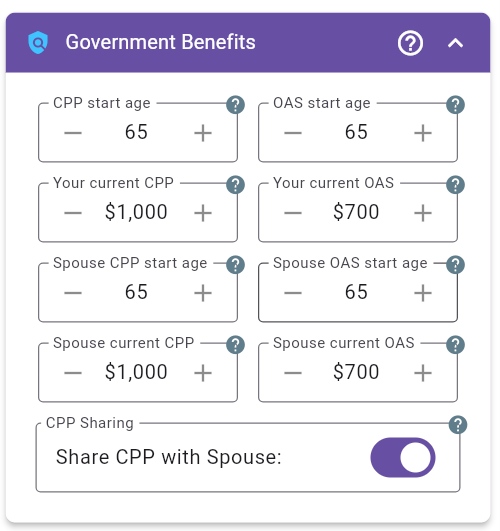 Government Benefits - Retired (CPP/OAS started)